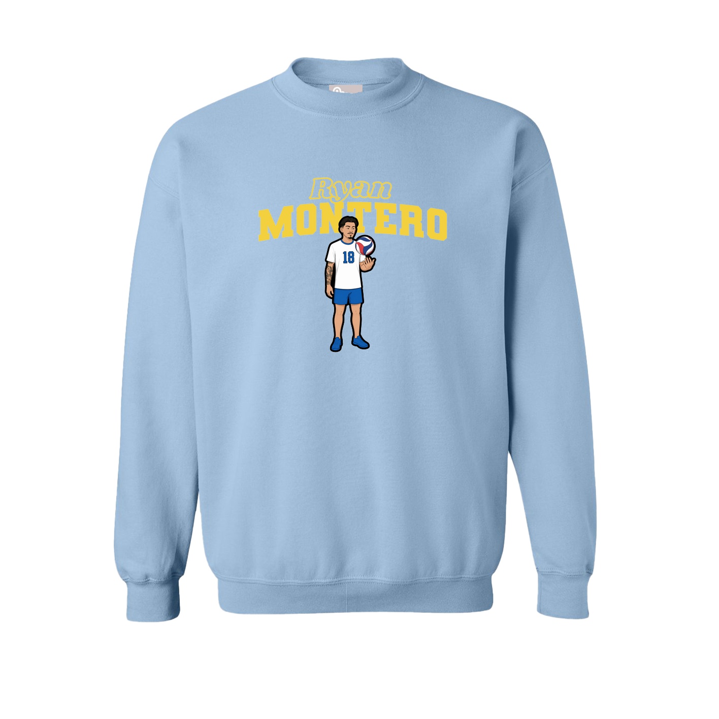 Fleece Crew — Name Arch in Light Blue