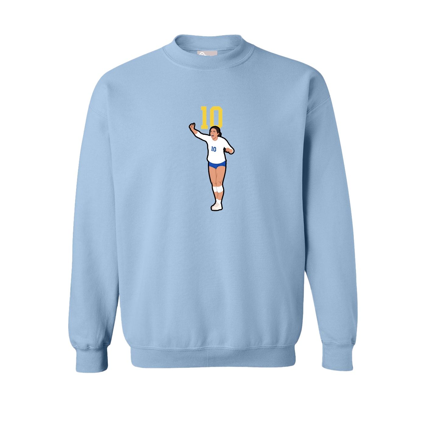 Fleece Crew — Number Top in Light Blue