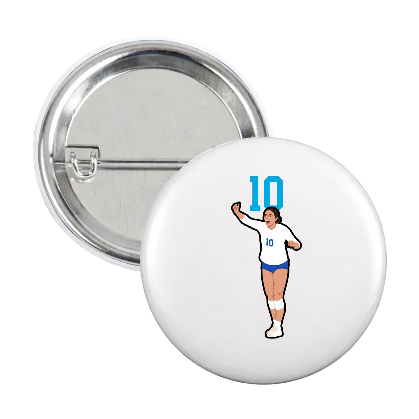 Game Day Button — Number Top in White