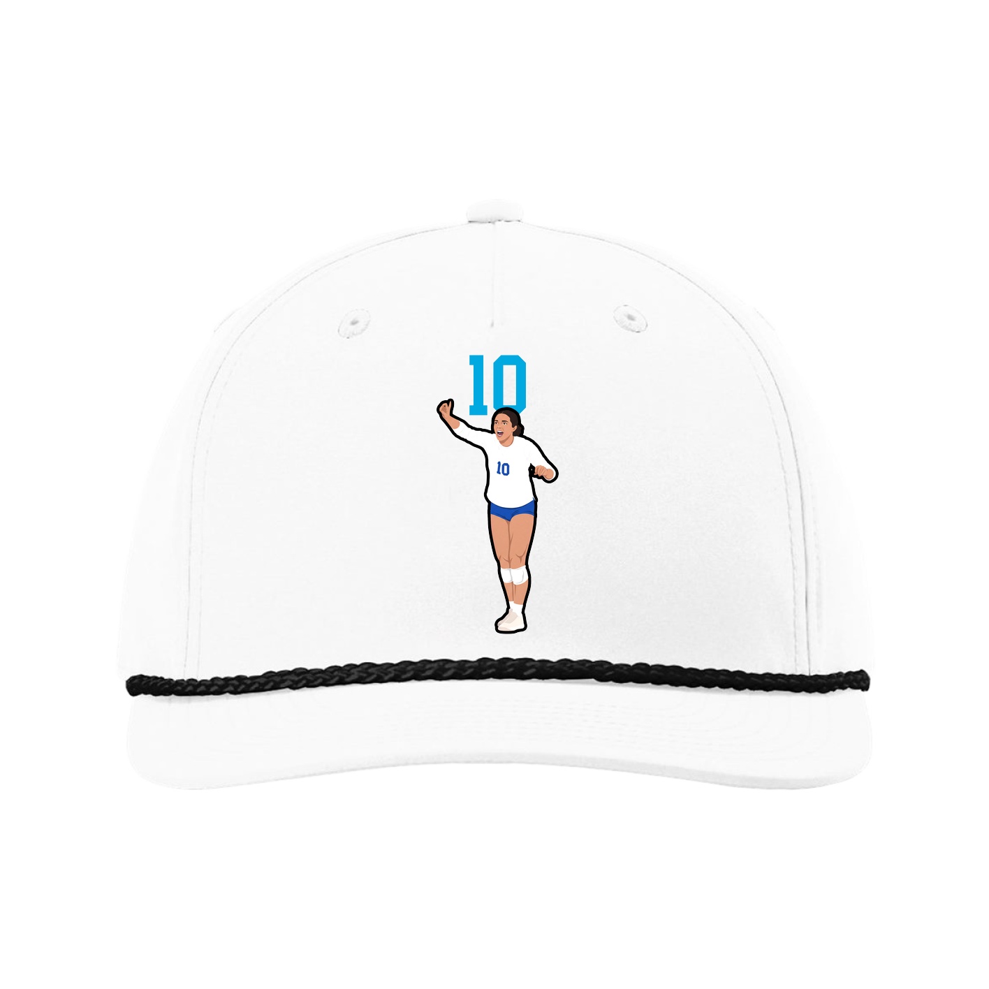 Five-Panel Classic Rope Cap — Number Top in White