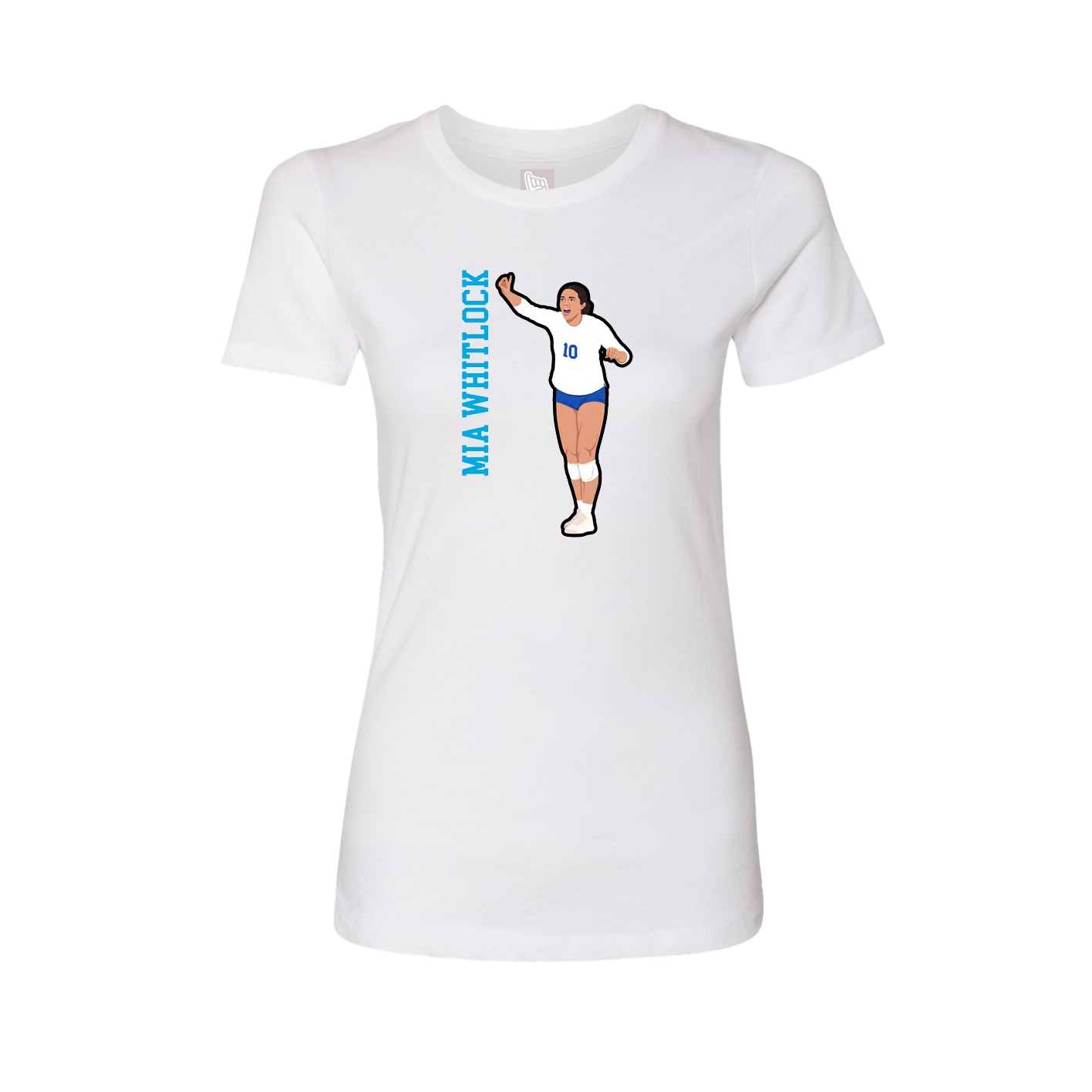 Fitted Women's Tee — Name Vertical in White