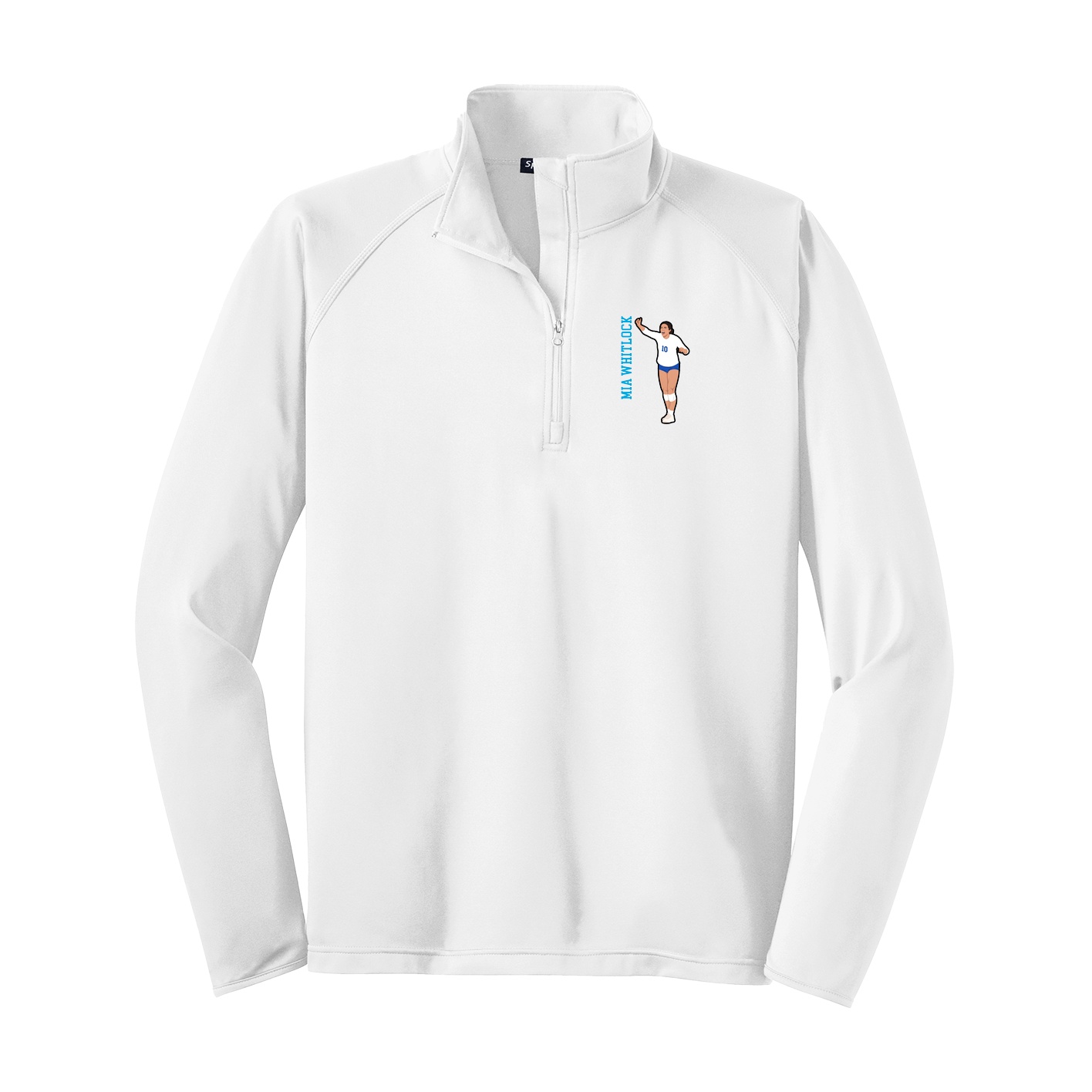 Q-Zip Pullover — Name Vertical in White