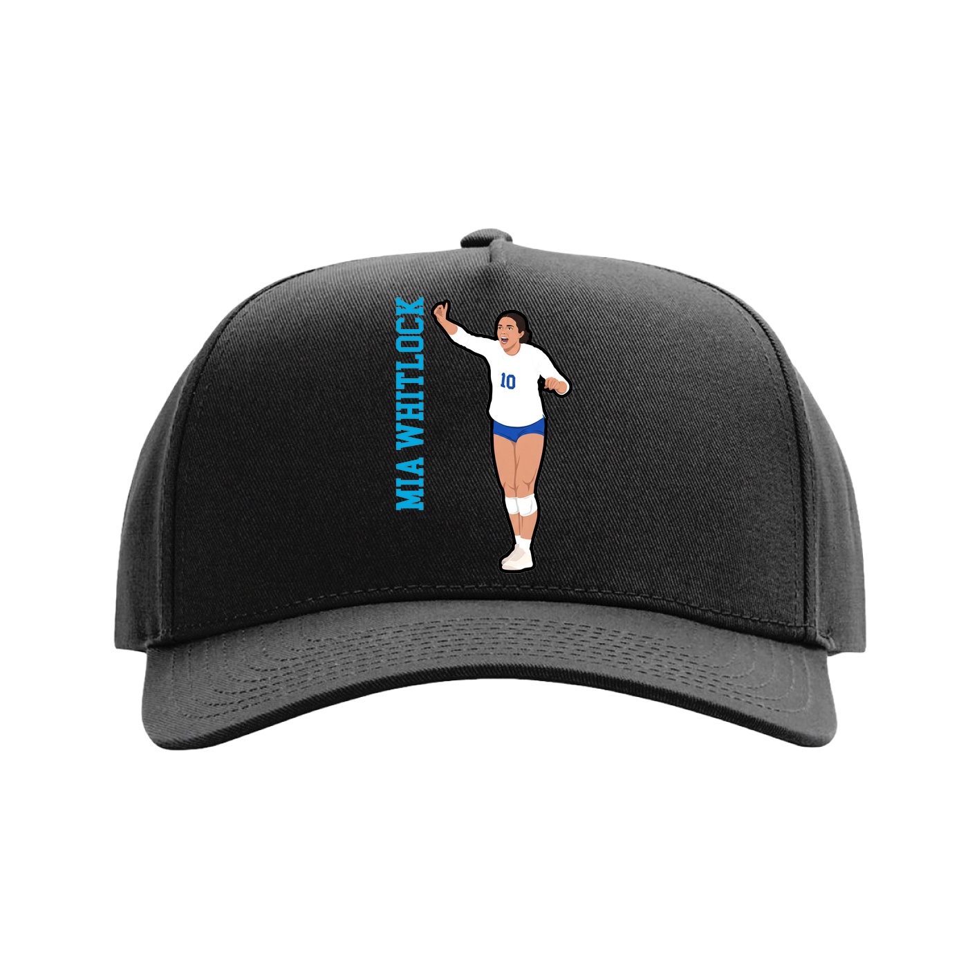 Full Fabric Five-Panel Champ Cap — Name Vertical in Black