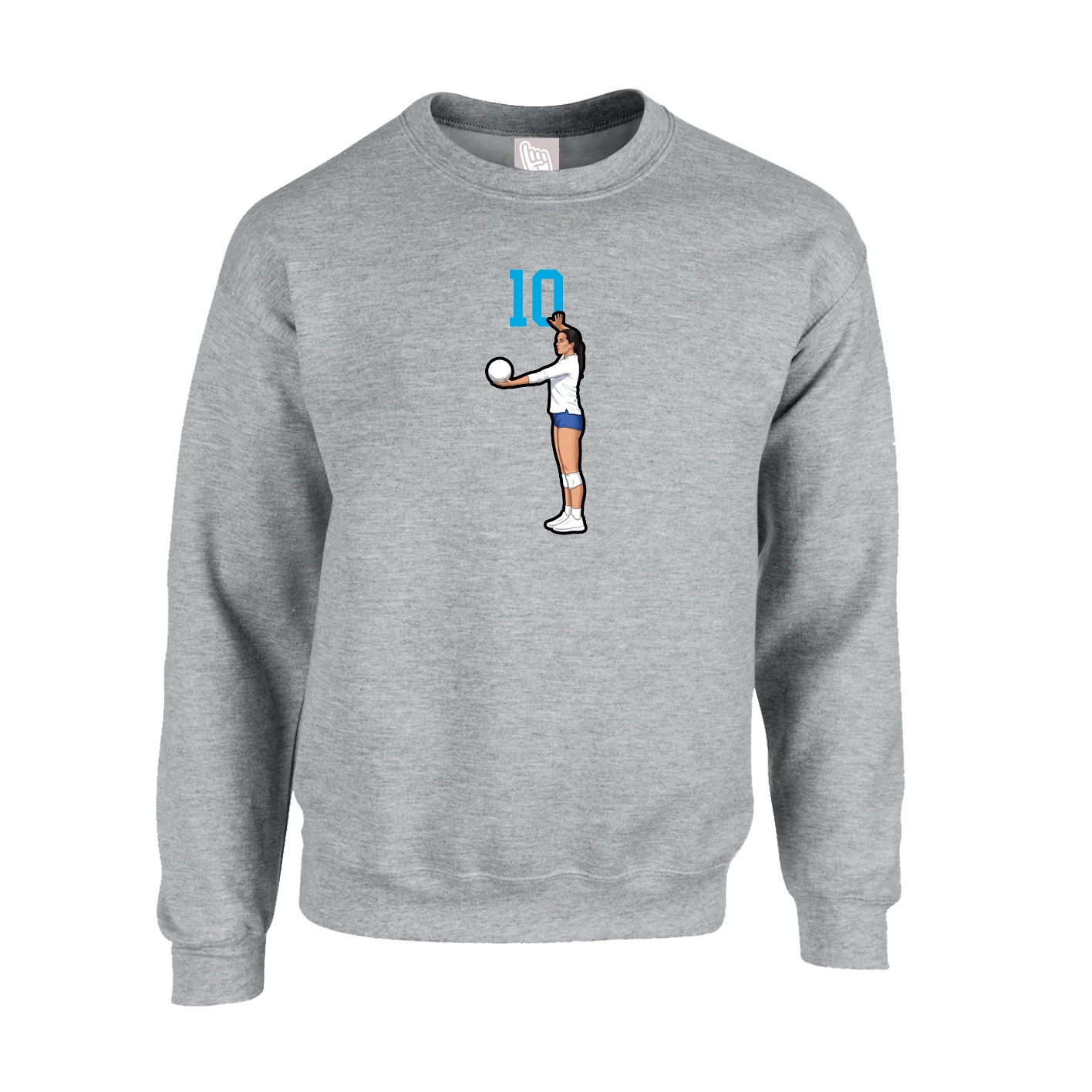 Fleece Crew — Number Top in Grey
