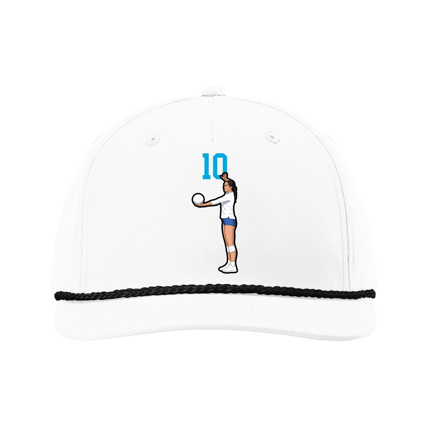 Five-Panel Classic Rope Cap — Number Top in White