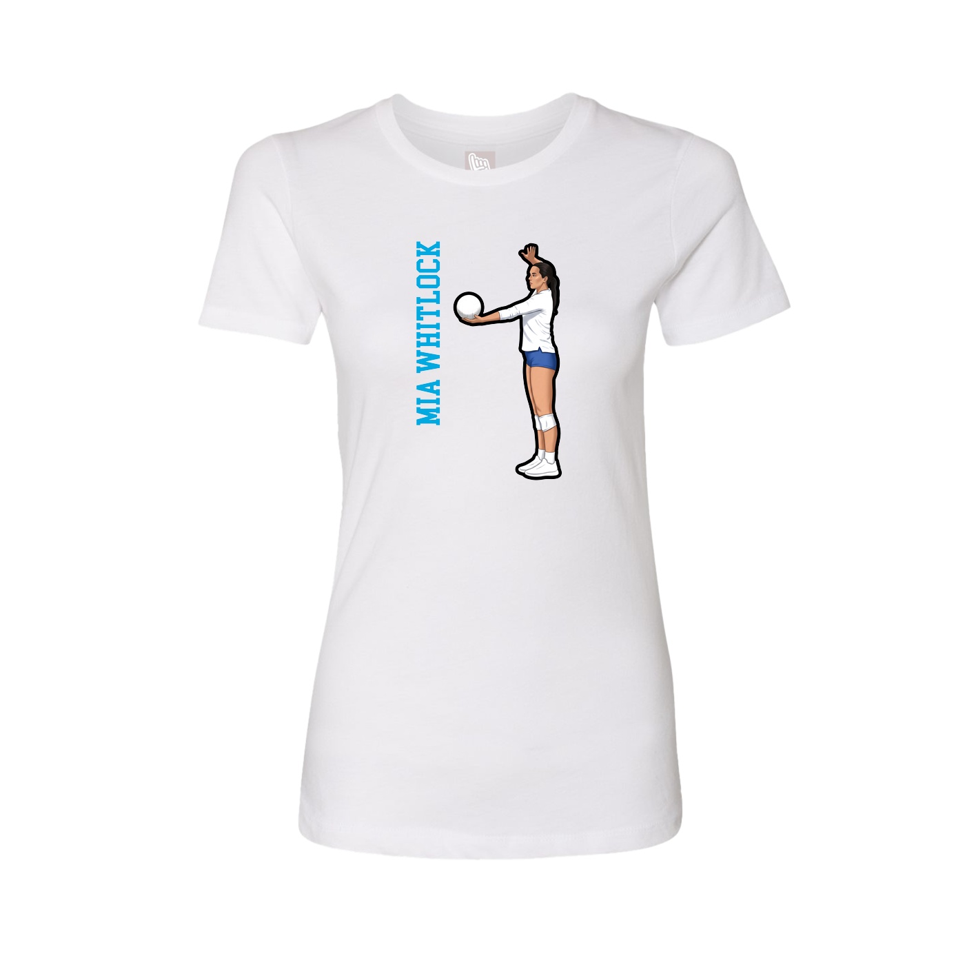 Fitted Women's Tee — Name Vertical in White