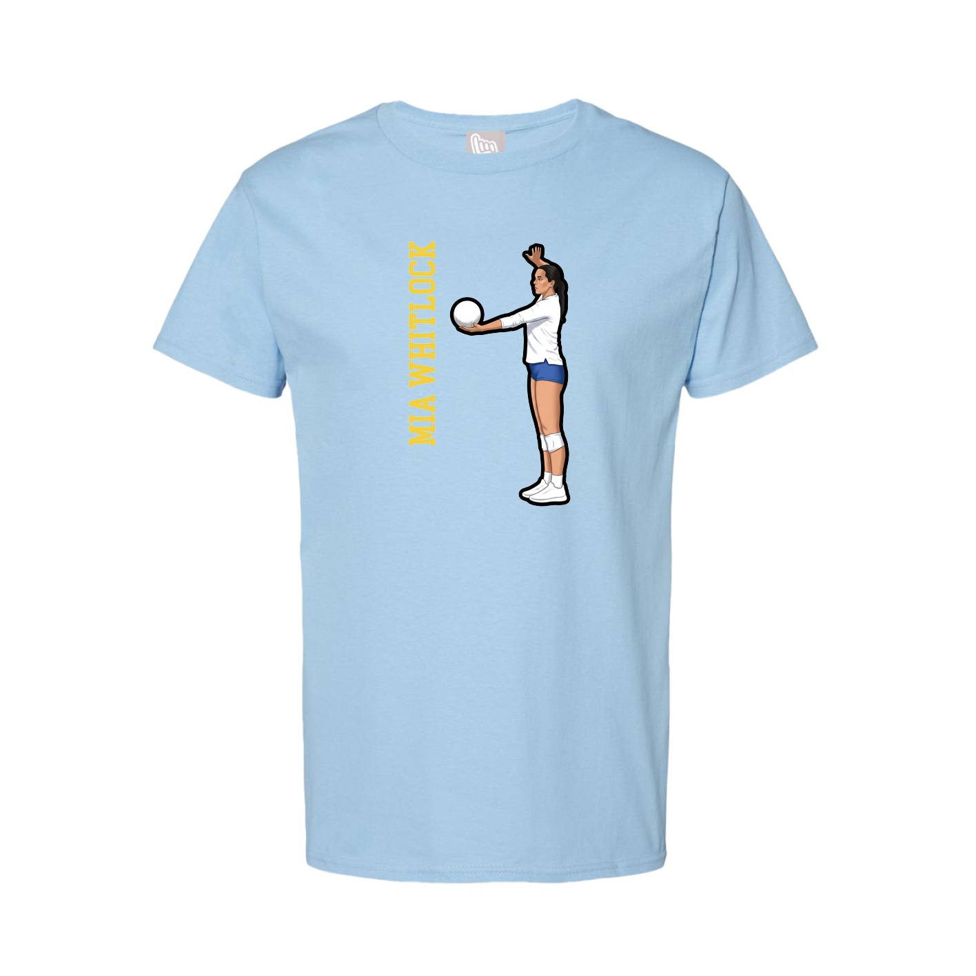 Youth Tee — Name Vertical in Light Blue