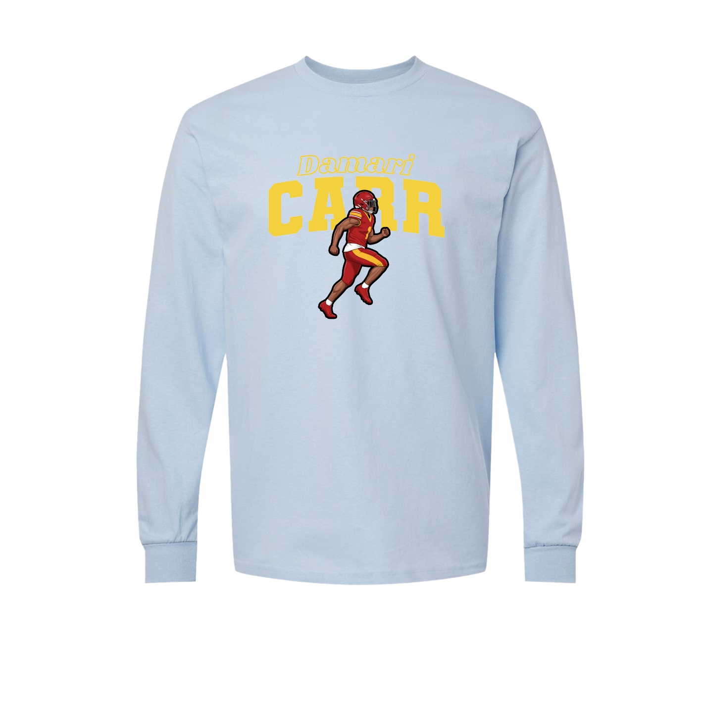 Long Sleeve Tee — Name Arch in Light Blue