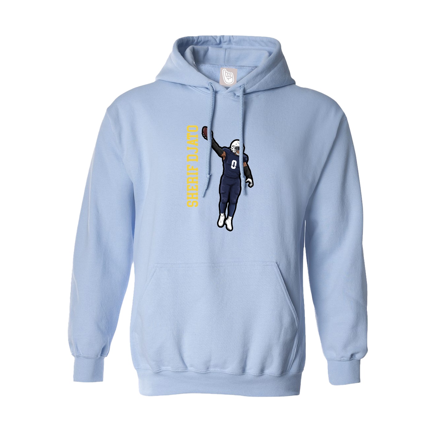 Hoodie — Name Vertical in Light Blue