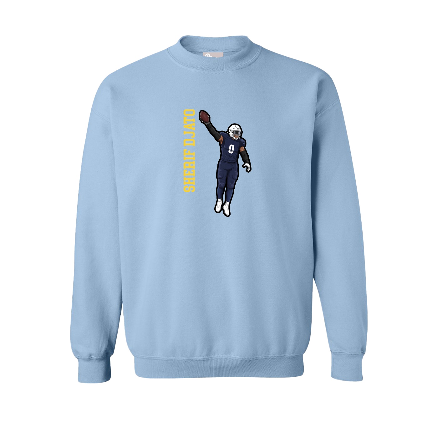 Fleece Crew — Name Vertical in Light Blue