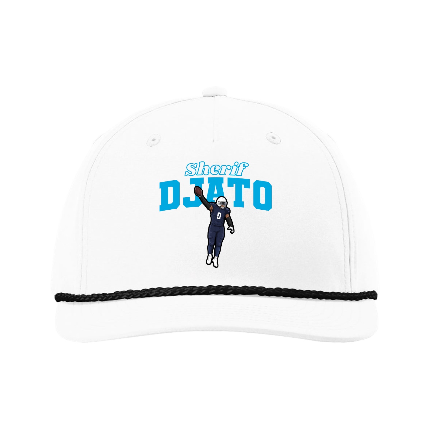 Five-Panel Classic Rope Cap — Name Arch in White