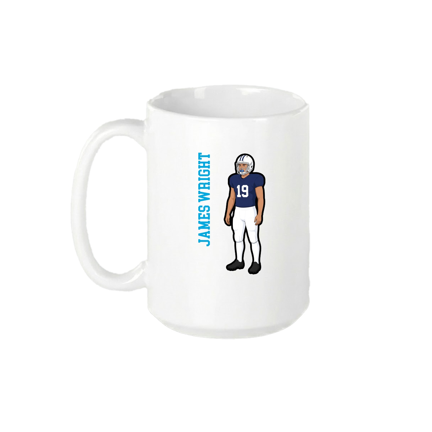 15oz Coffee Mug — Name Vertical in White