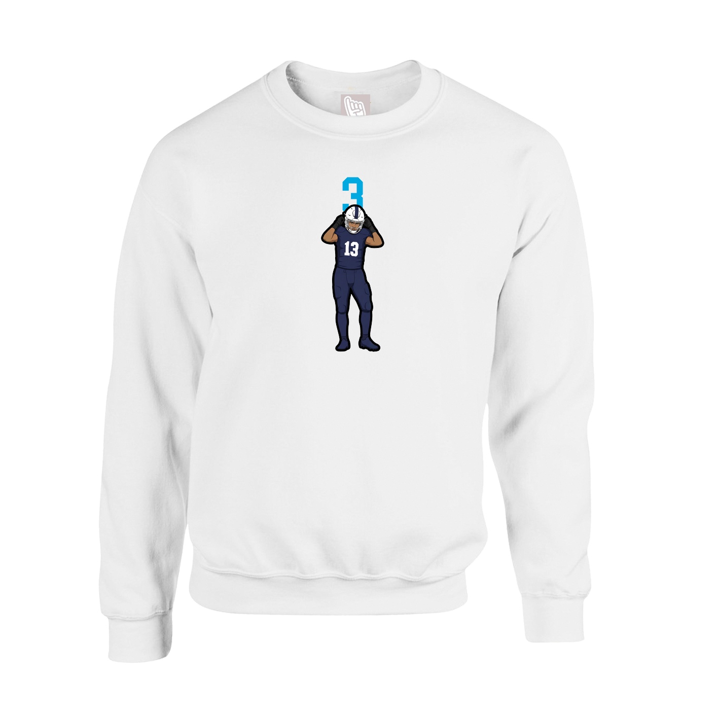 Fleece Crew — Number Top in White