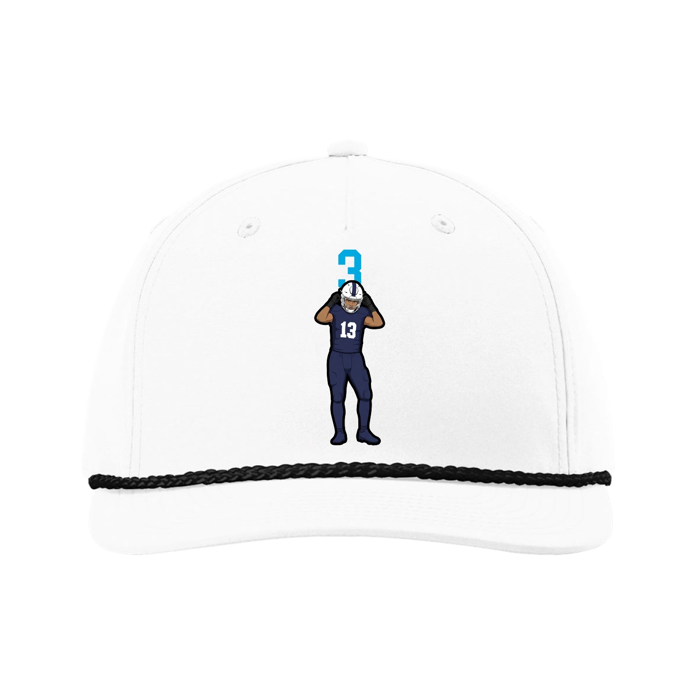 Five-Panel Classic Rope Cap — Number Top in White