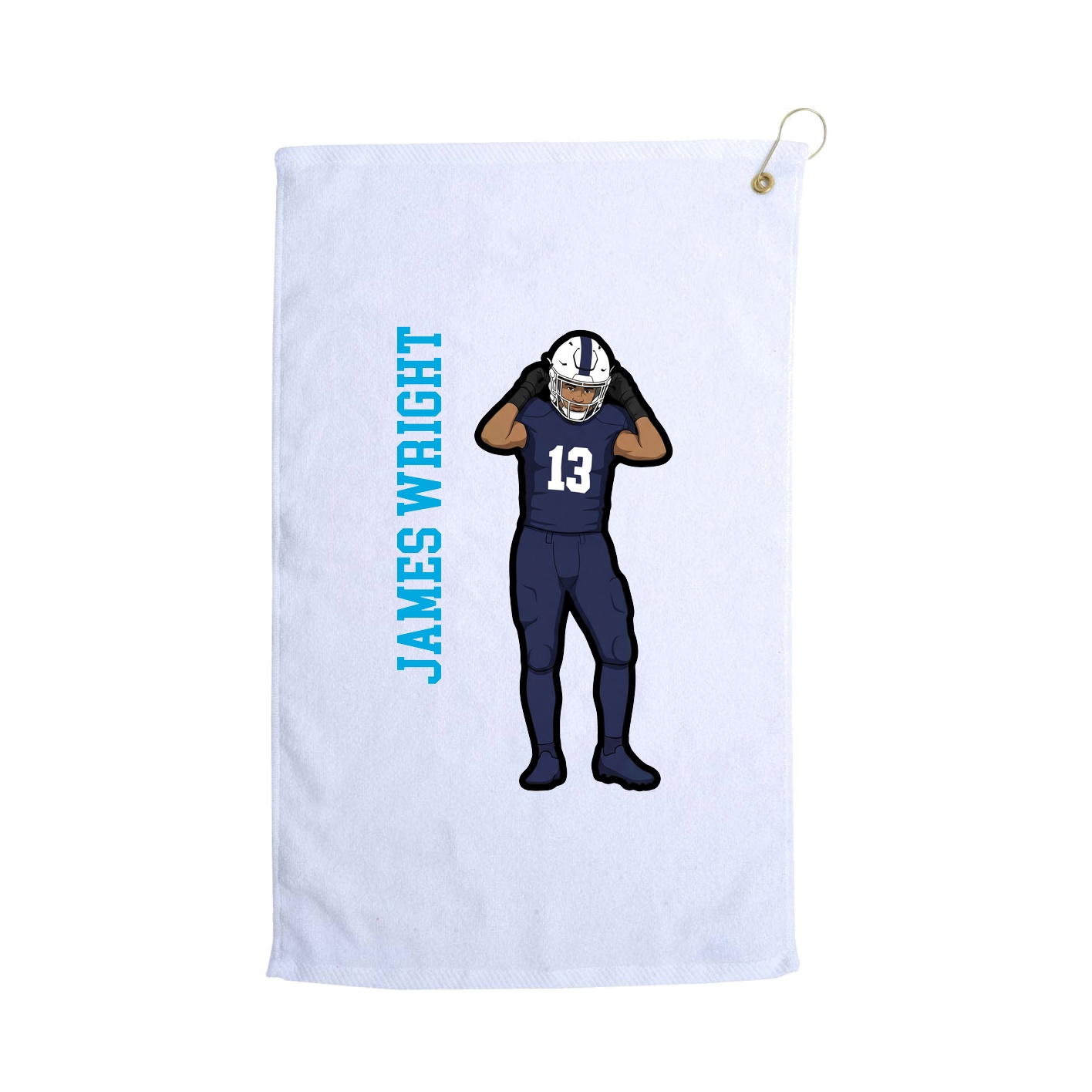 Golf Towel — Name Vertical in White