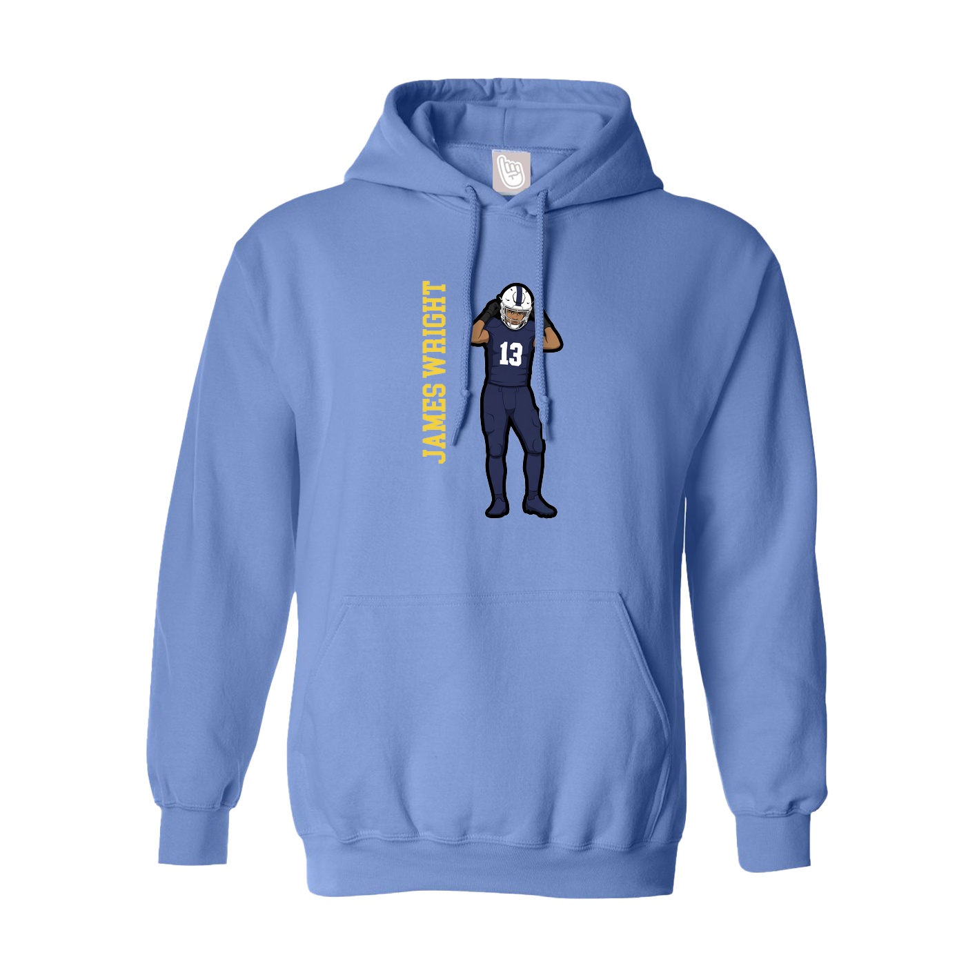 Youth Hoodie — Name Vertical in Powder Blue
