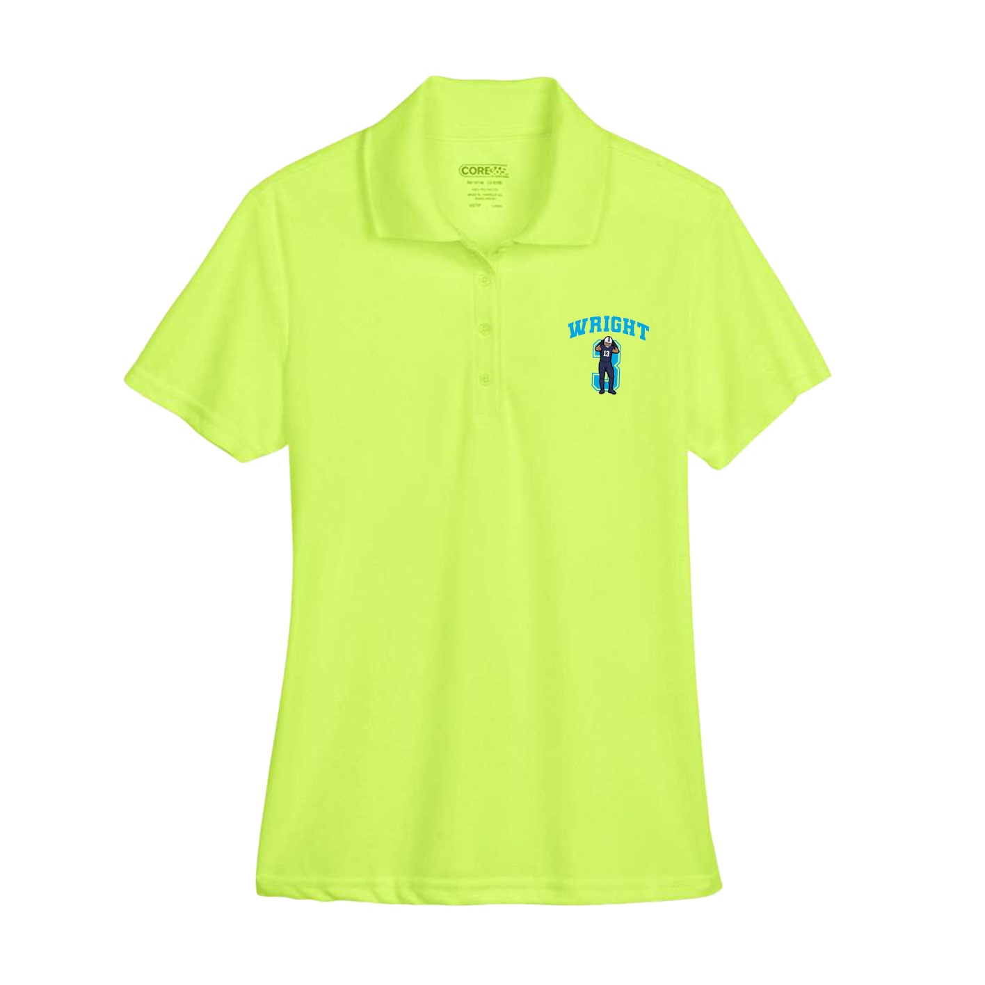 Womens Performance Polo — Number in Yellow