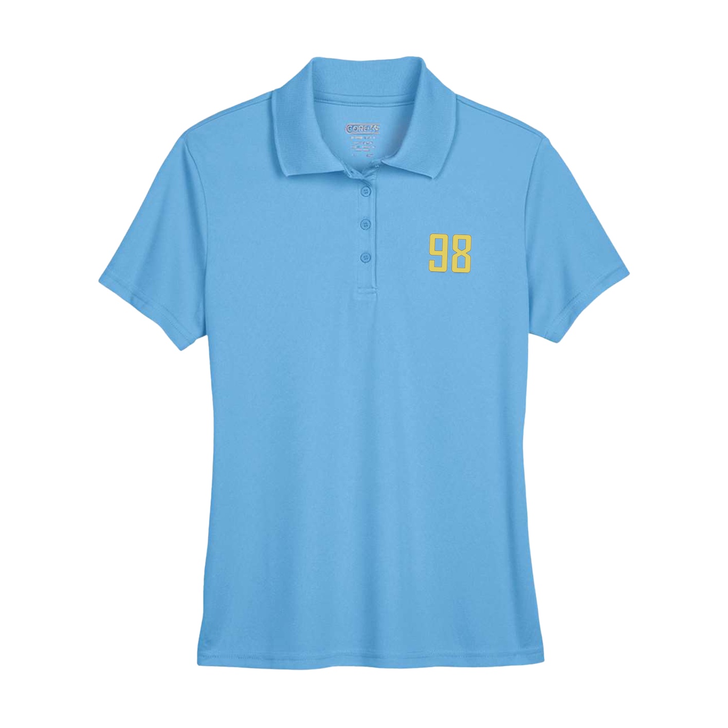 Womens Performance Polo — Front Shirsy in Powder Blue