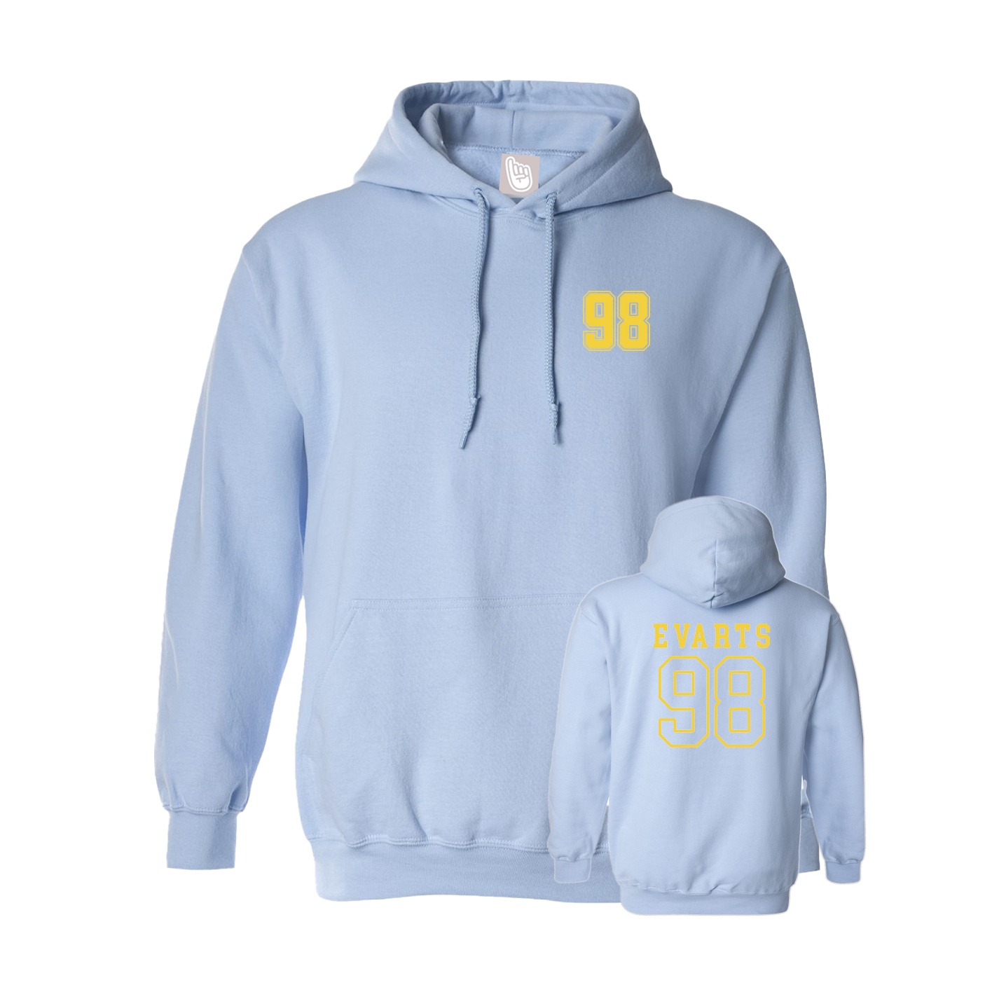 Hoodie — Chest Back in Light Blue
