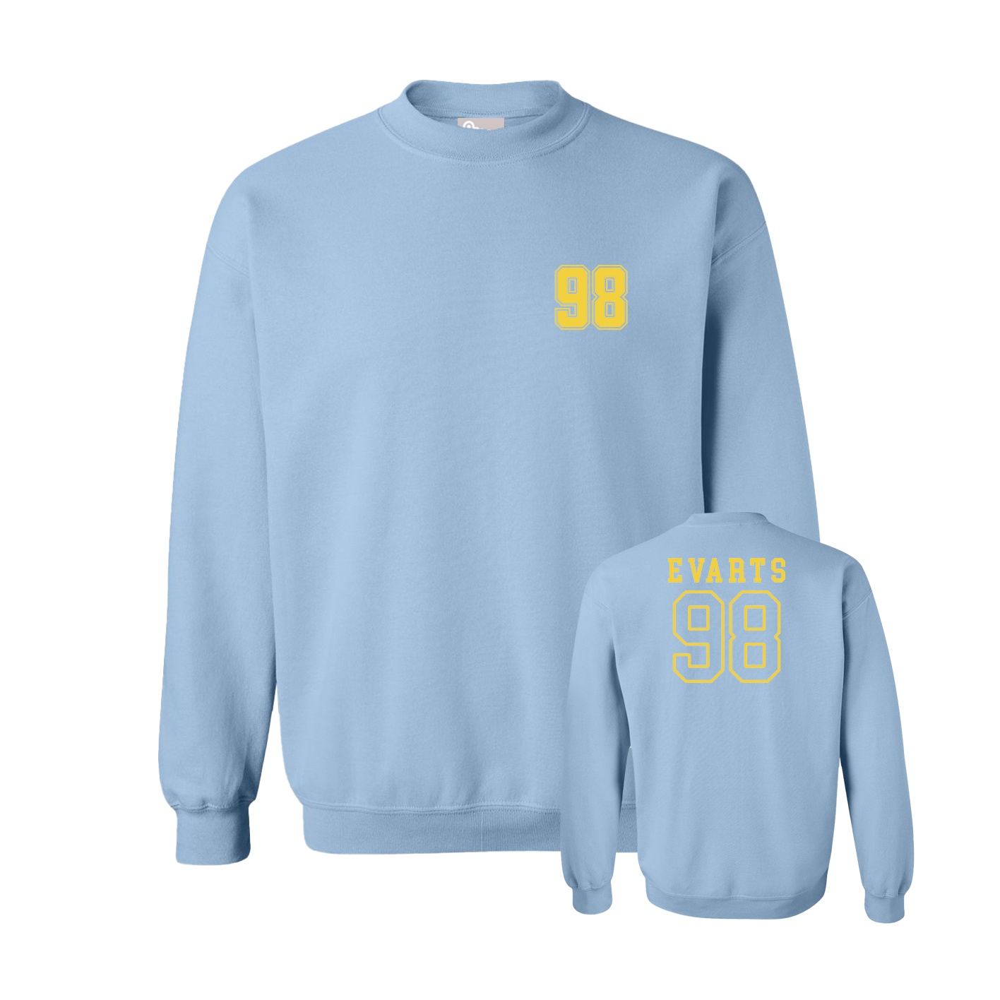 Fleece Crew — Chest Back in Light Blue