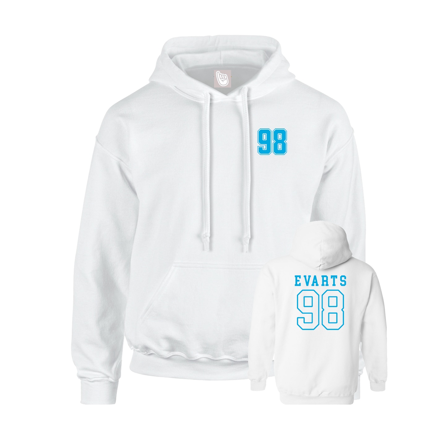 Youth Hoodie — Chest Back in White