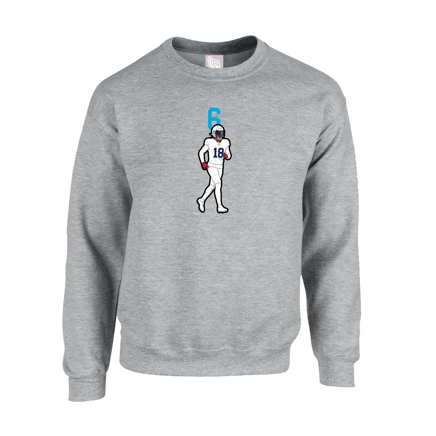 Fleece Crew — Number Top in Grey