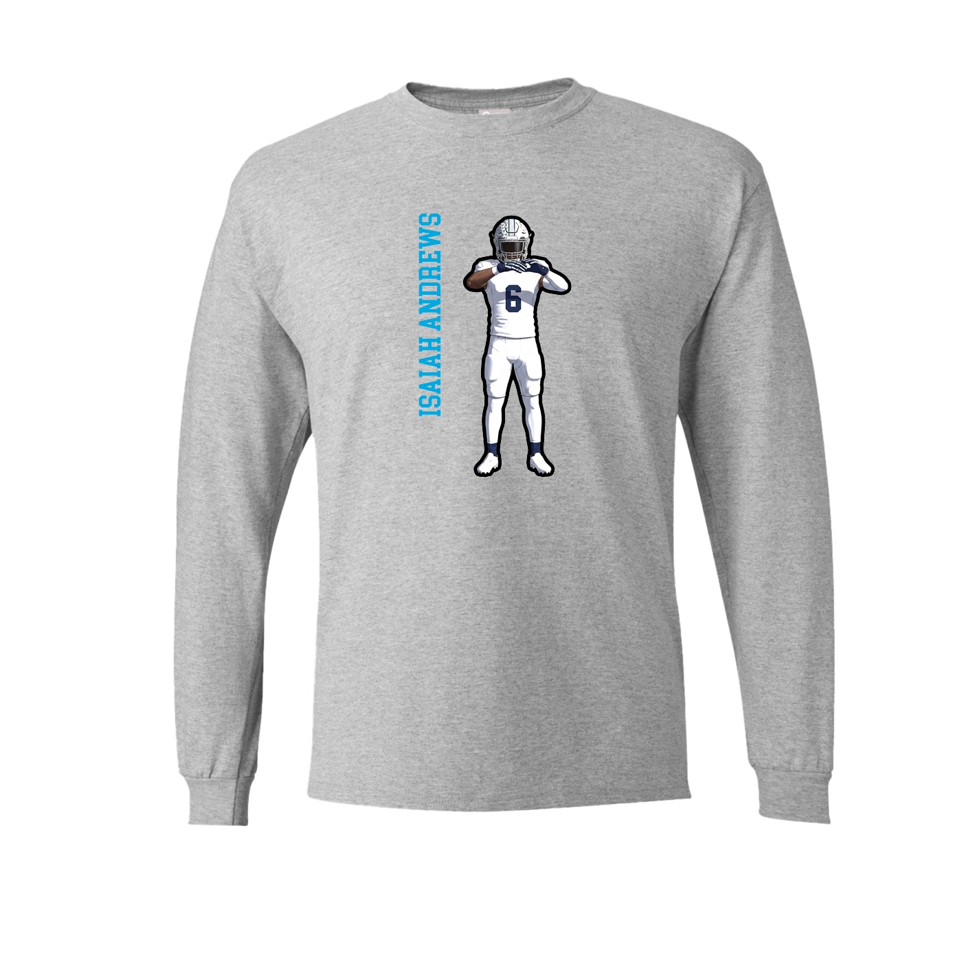 Long Sleeve Tee — Name Vertical in Grey