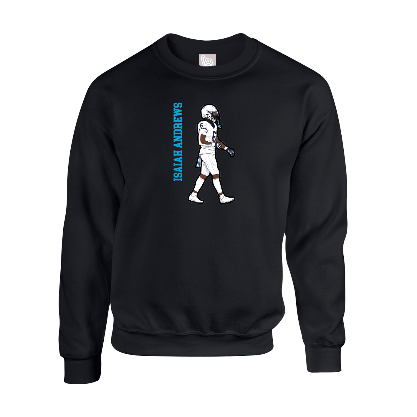 Fleece Crew — Name Vertical in Black