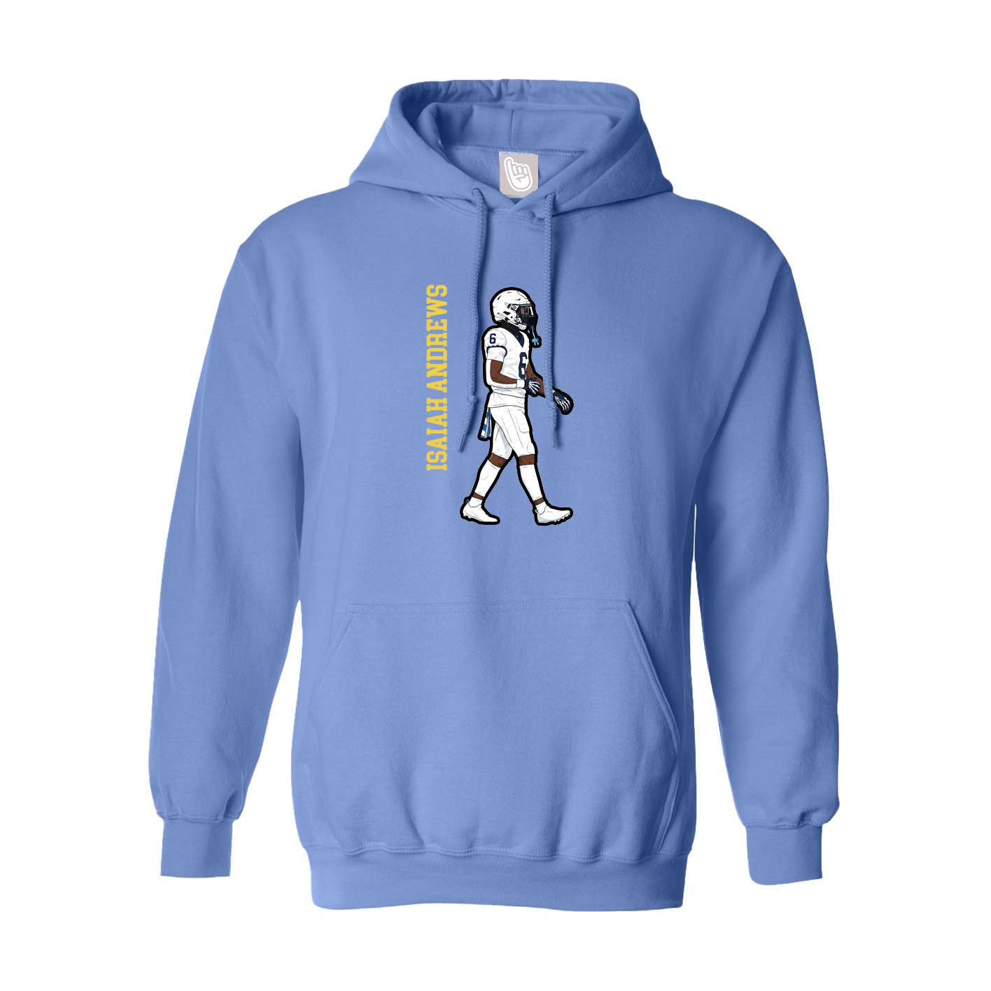 Youth Hoodie — Name Vertical in Powder Blue