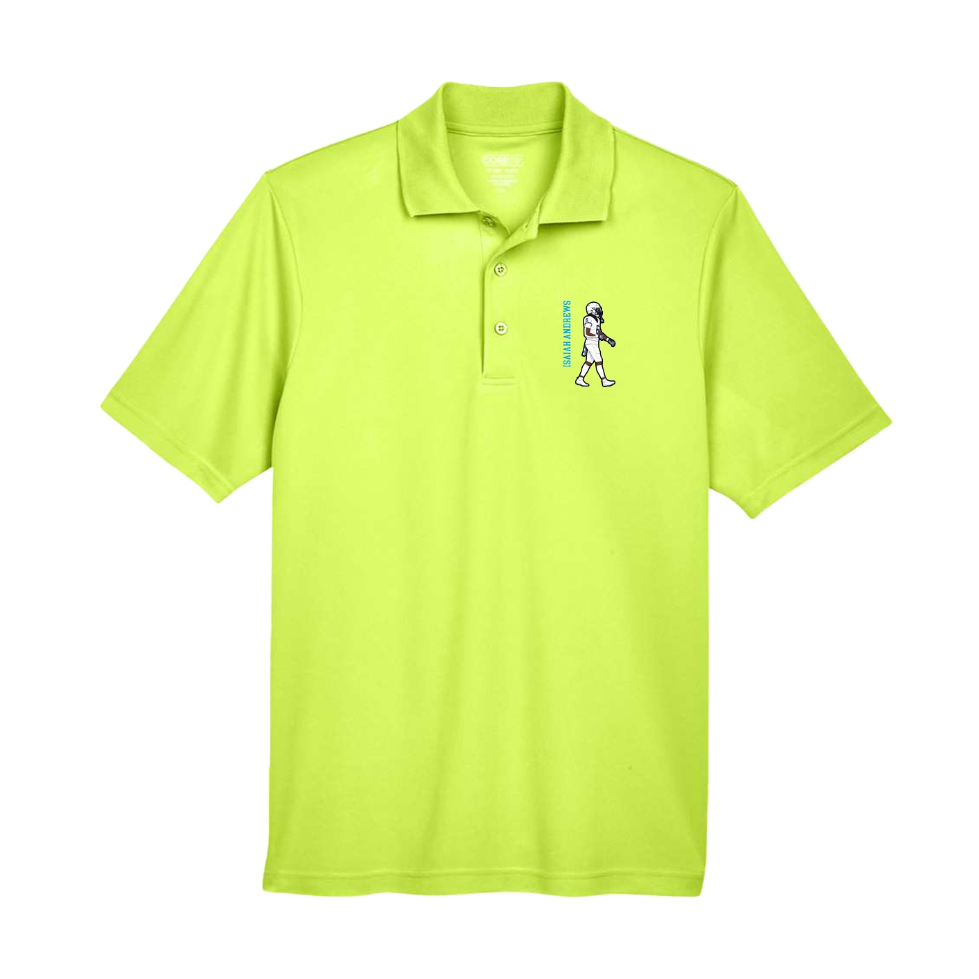 Performance Polo — Name Vertical in Yellow