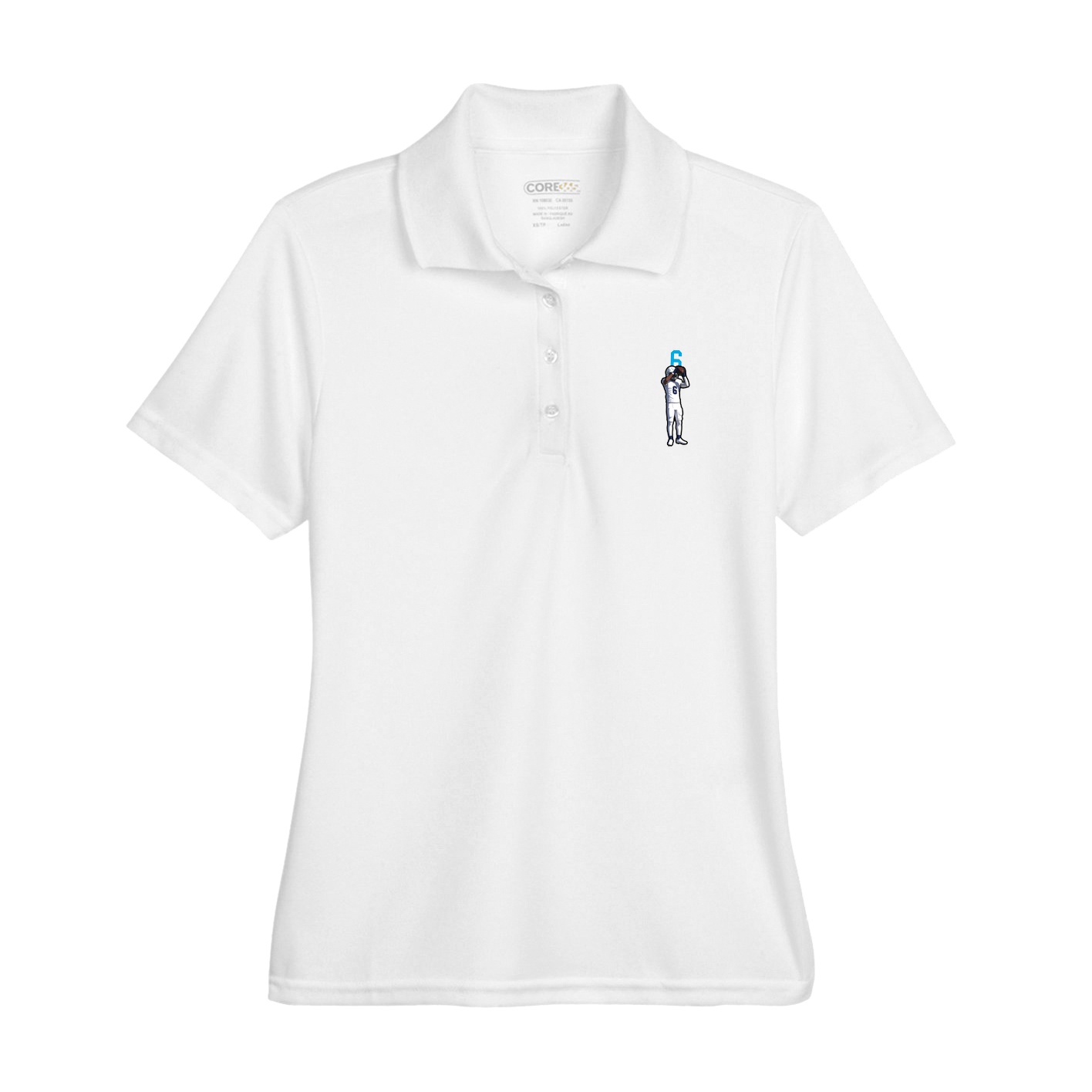 Womens Performance Polo — Number Top in White