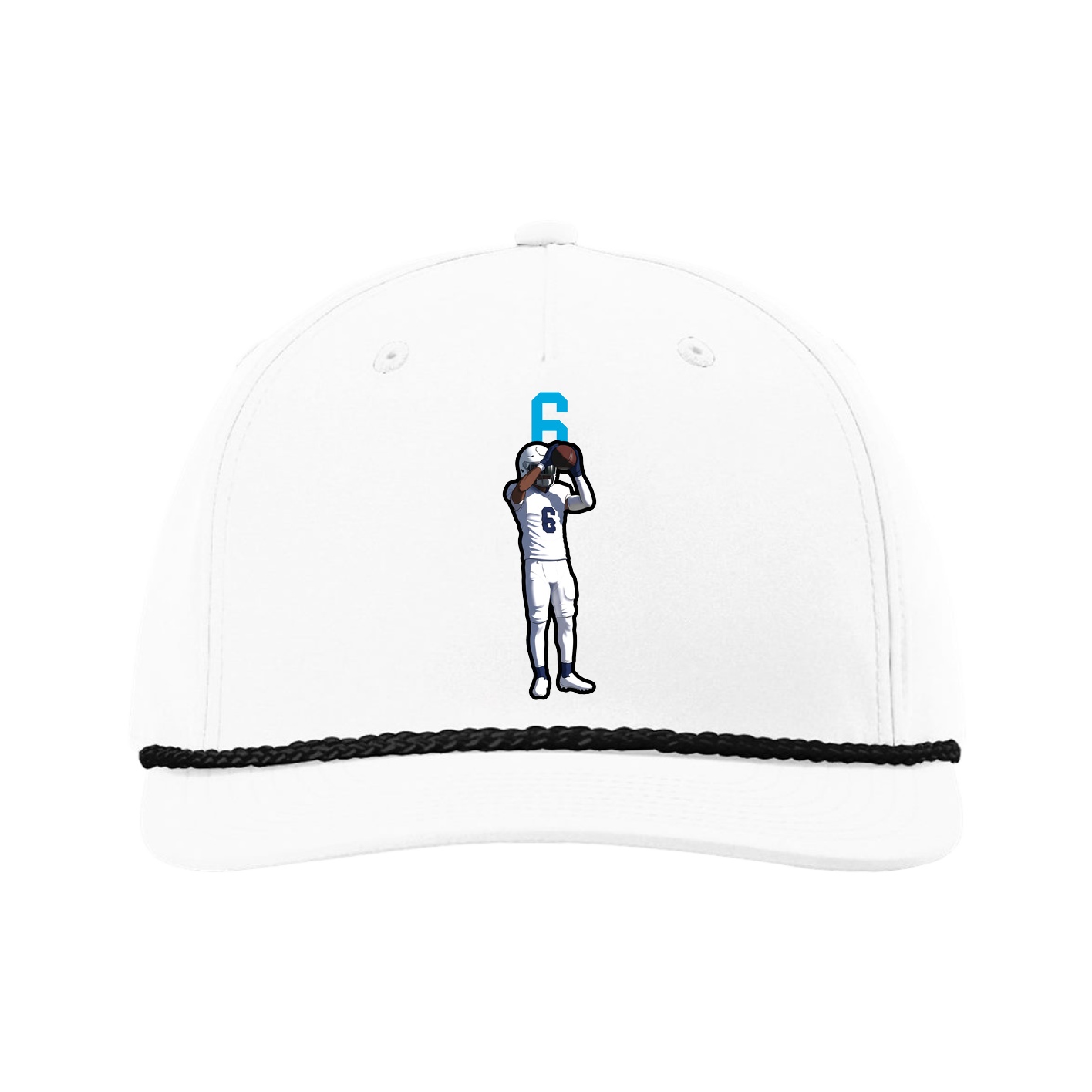 Five-Panel Classic Rope Cap — Number Top in White