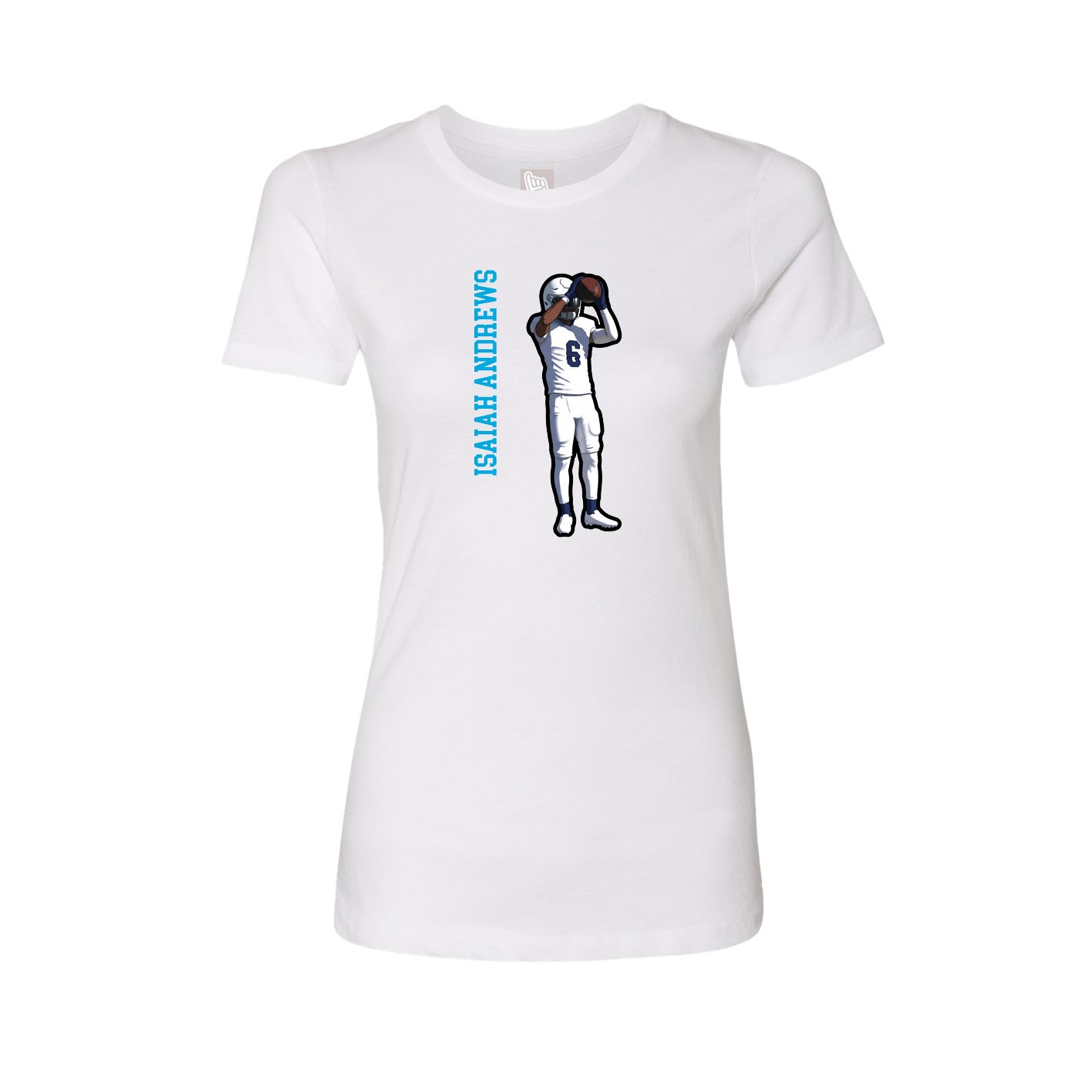 Womens Tee — Name Vertical in White