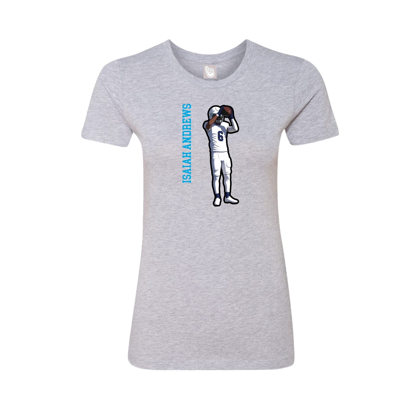 Fitted Women's Tee — Name Vertical in Grey