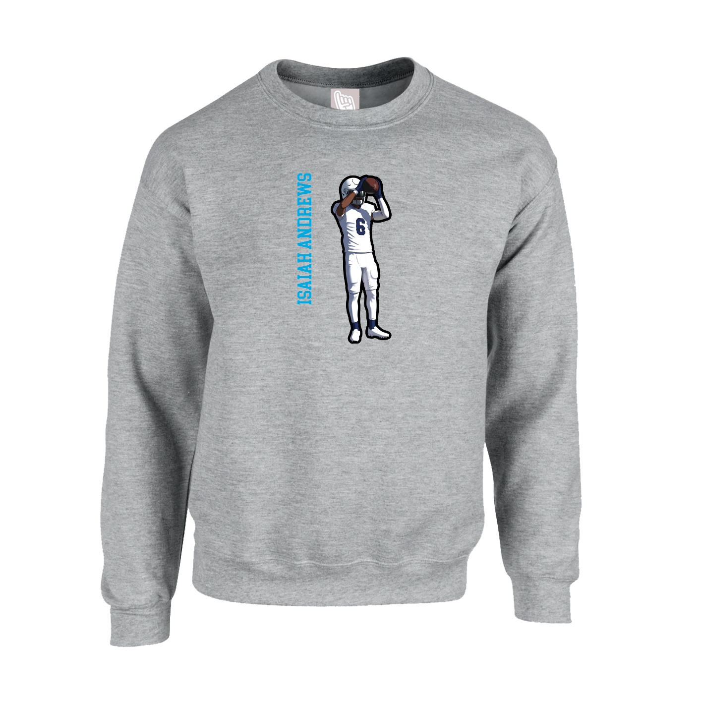 Fleece Crew — Name Vertical in Grey