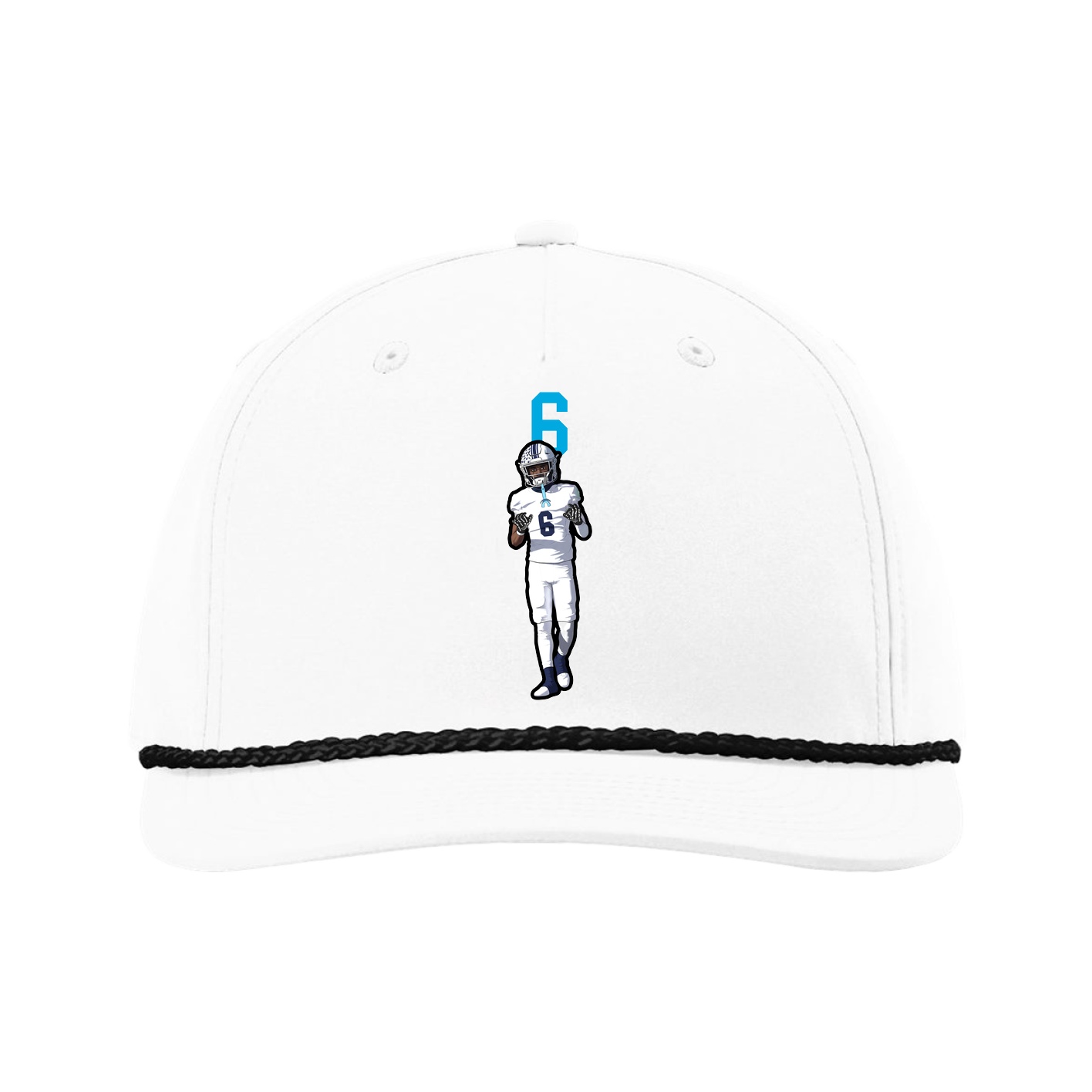 Five-Panel Classic Rope Cap — Number Top in White