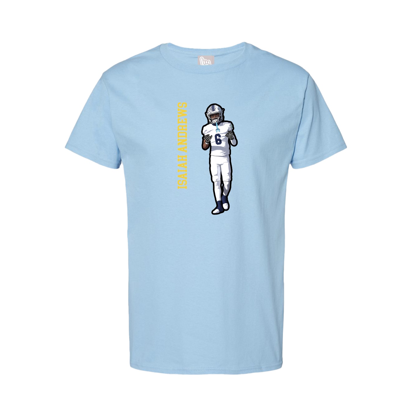 Tee — Name Vertical in Light Blue