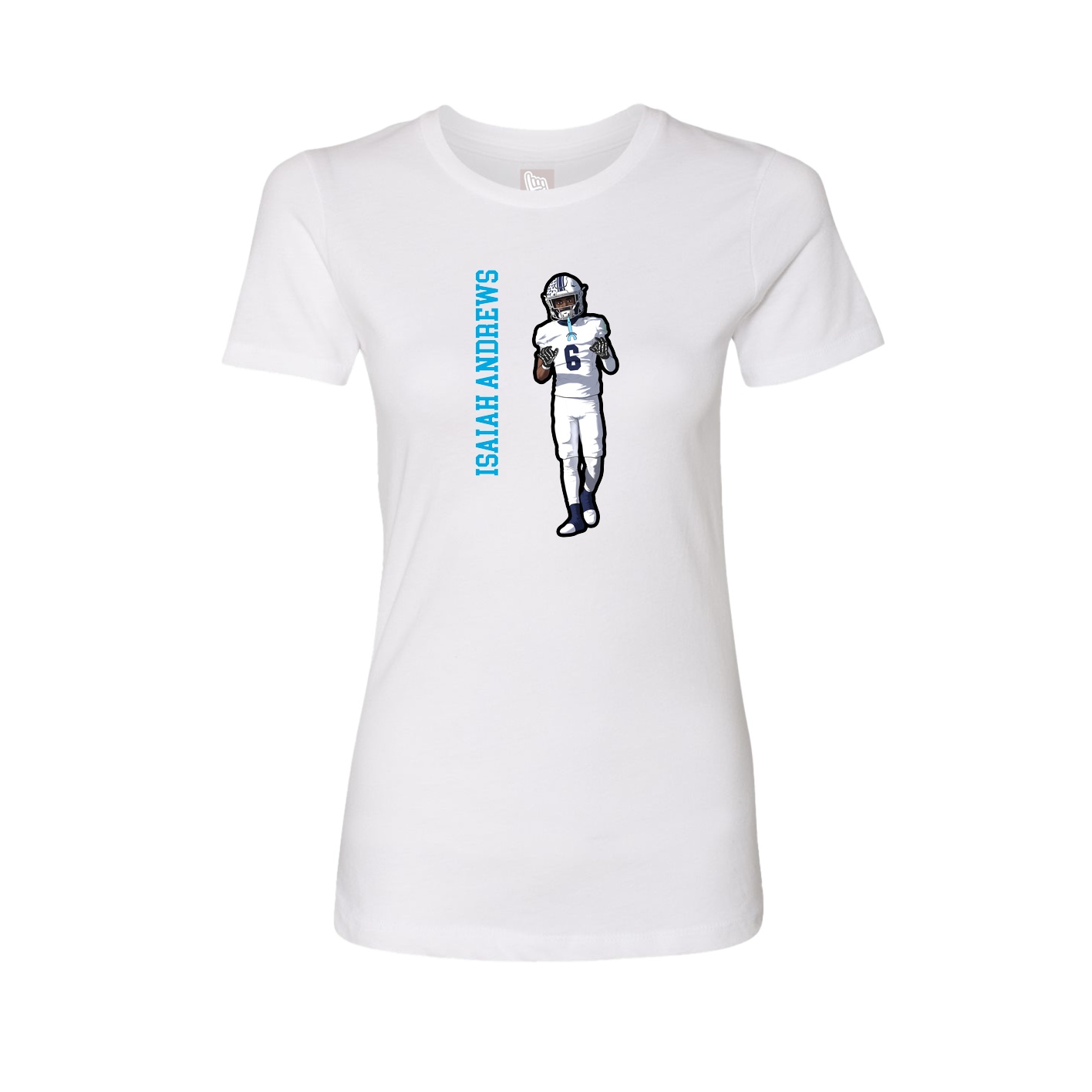 Womens Tee — Name Vertical in White