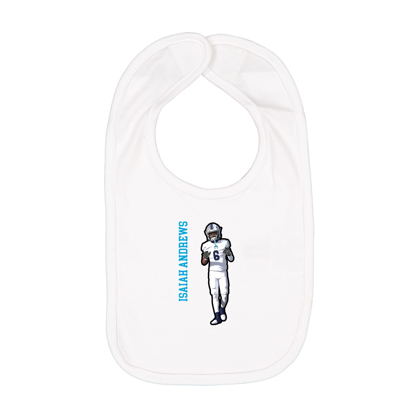Infant Bib — Name Vertical in White