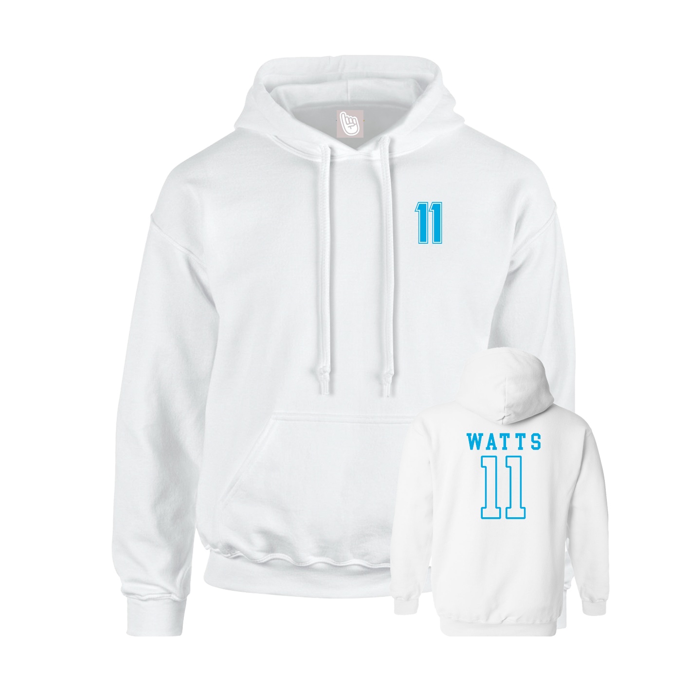 Youth Hoodie — Chest Back in White