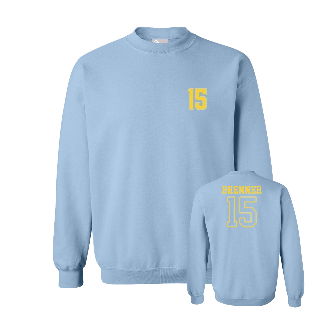 Fleece Crew — Chest Back in Light Blue