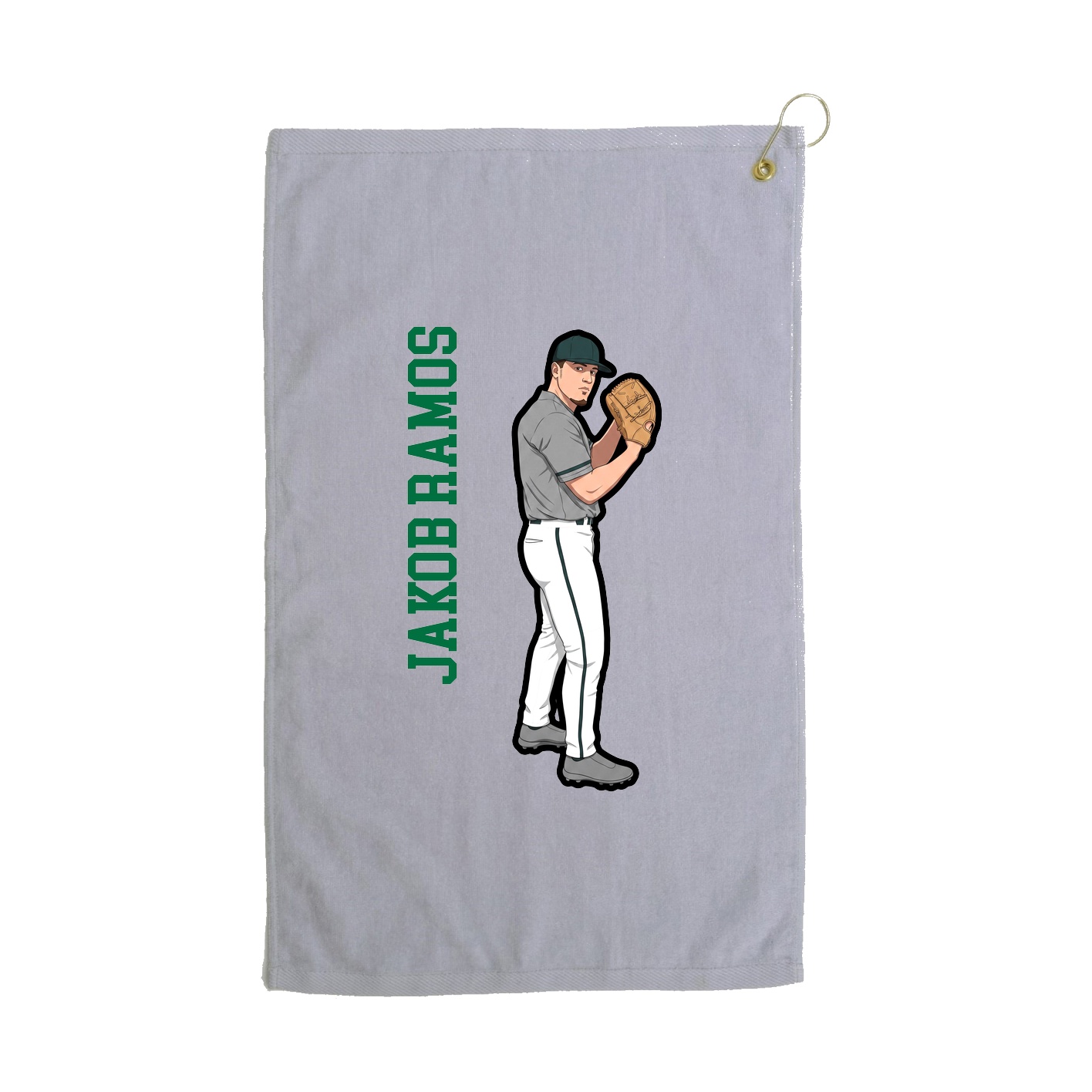 Golf Towel — Name Vertical in Grey