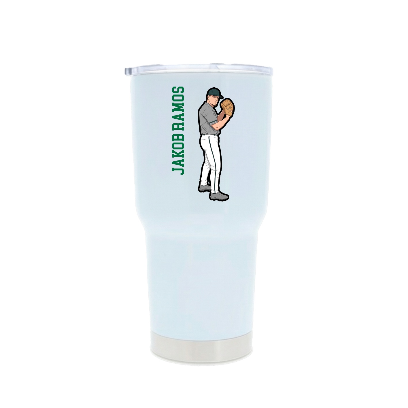 30oz Stainless Steel Tumbler — Name Vertical in White