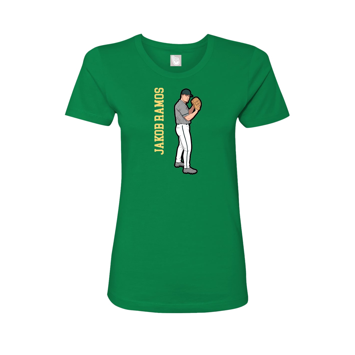 Fitted Women's Tee — Name Vertical in Green