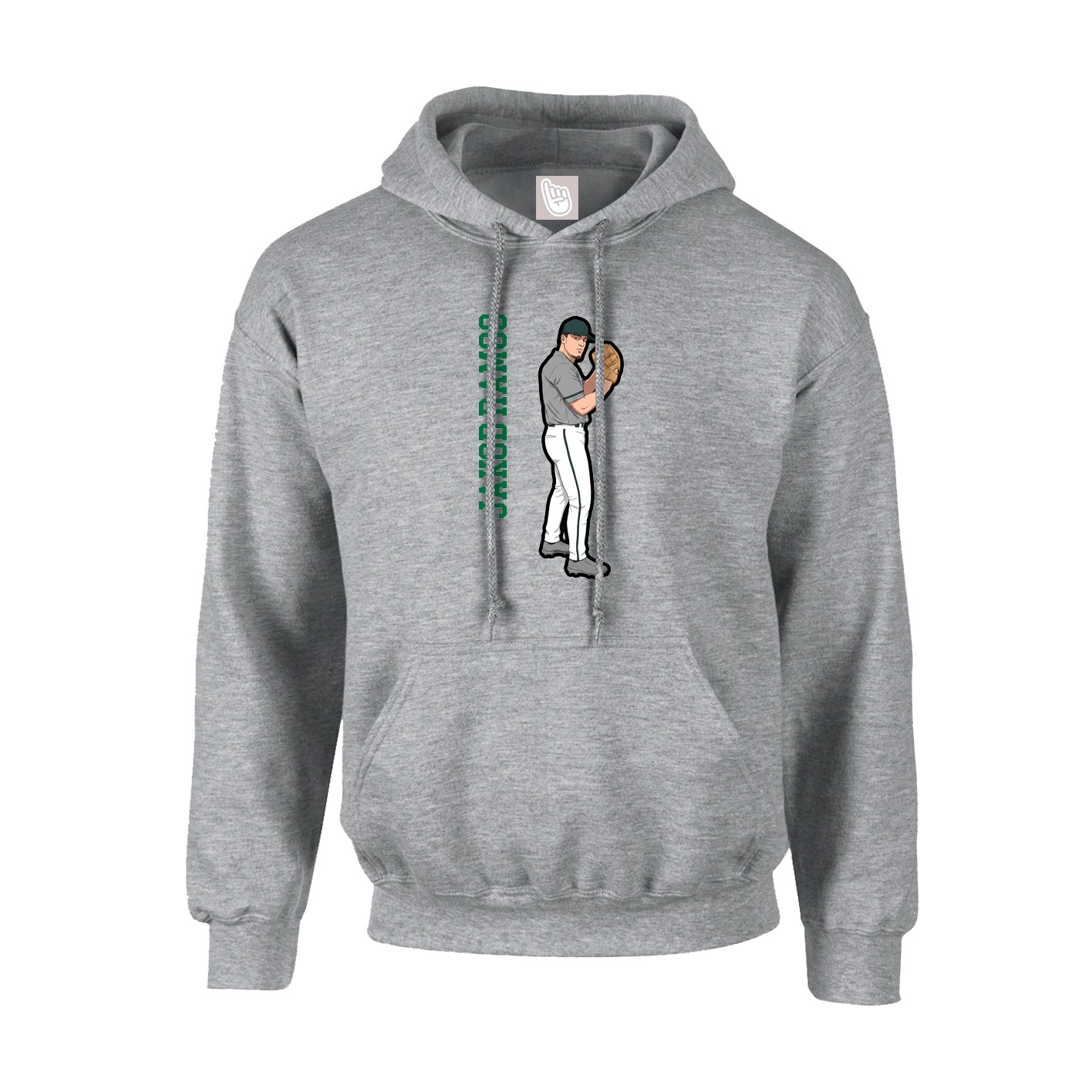 Hoodie — Name Vertical in Grey