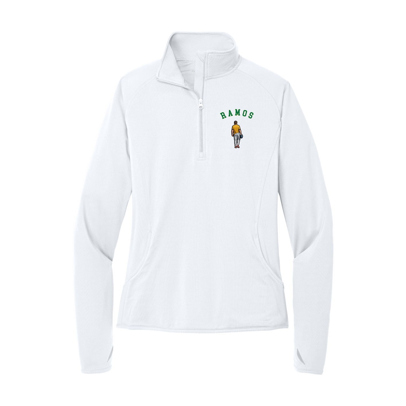 Women's Q-Zip Pullover — Shirsey Arch in White