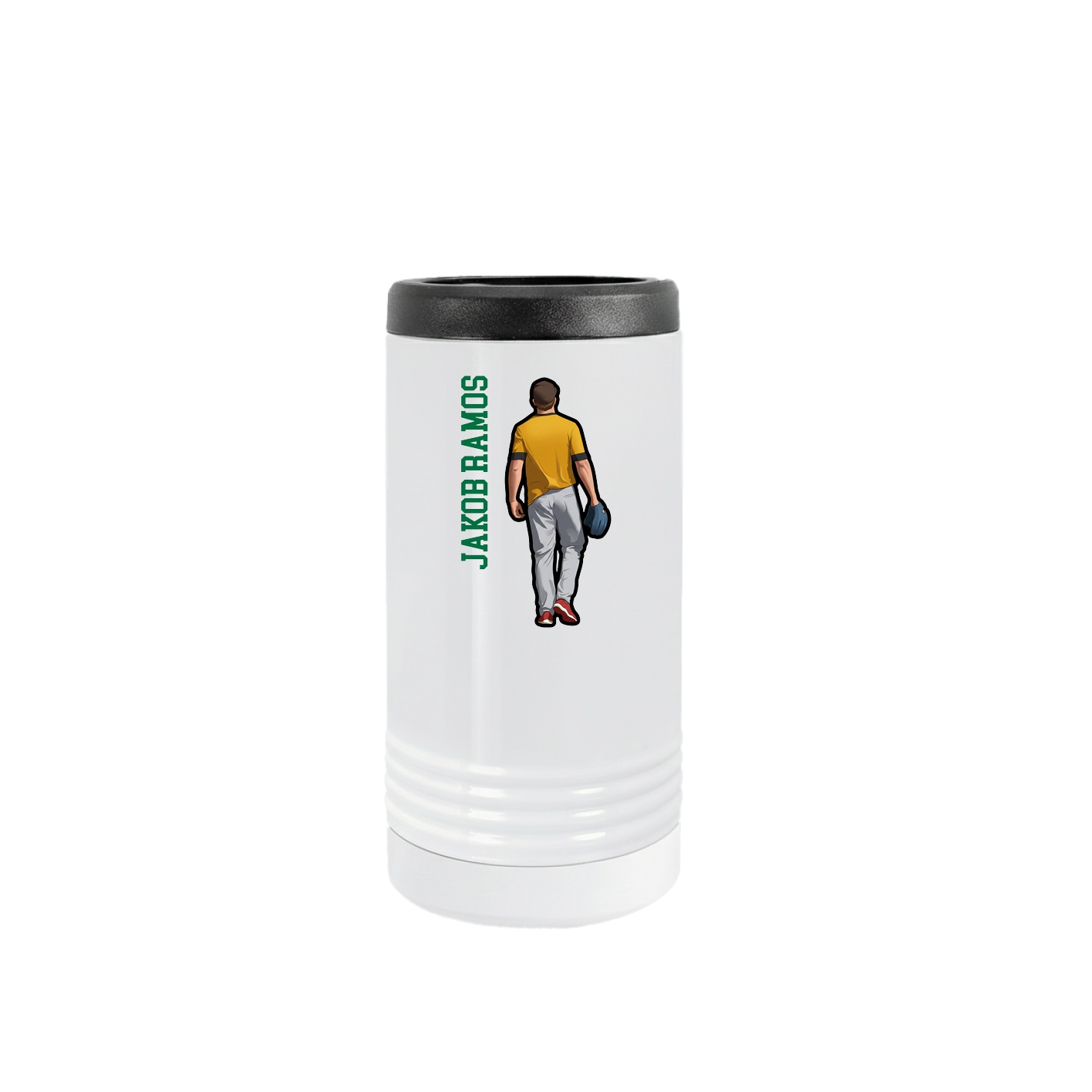 Slim Beverage Holder — Name Vertical in White