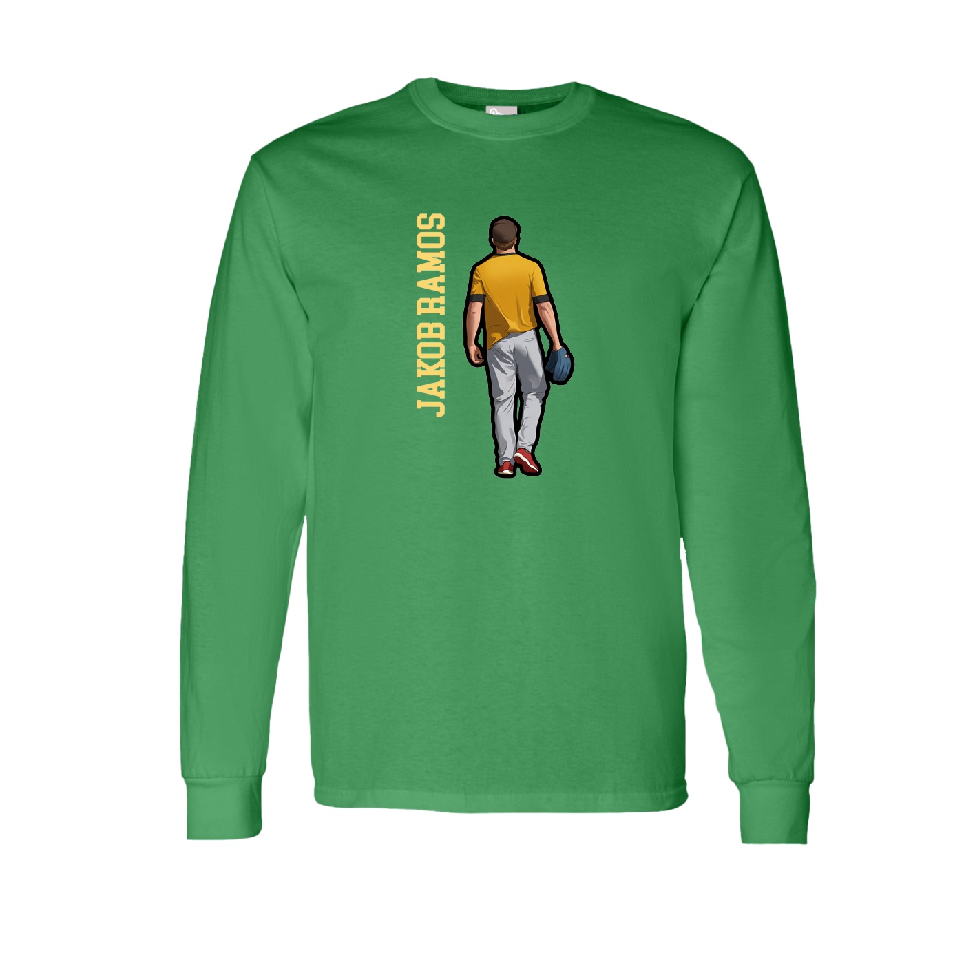 Long Sleeve Tee — Name Vertical in Green