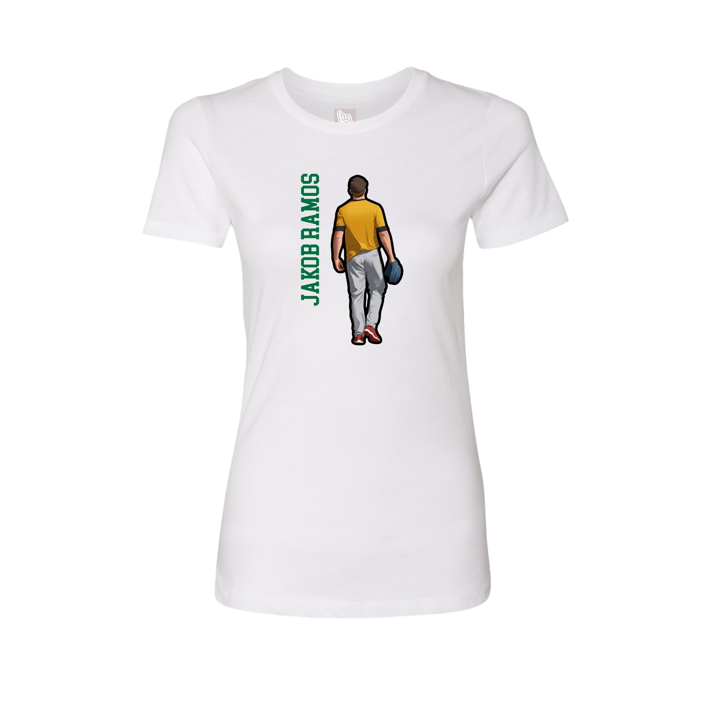 Fitted Women's Tee — Name Vertical in White