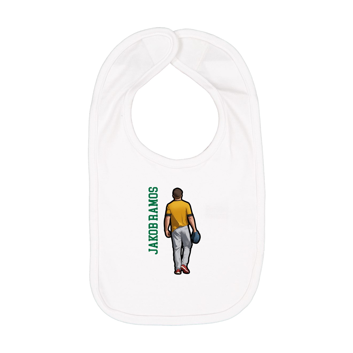 Infant Bib — Name Vertical in White